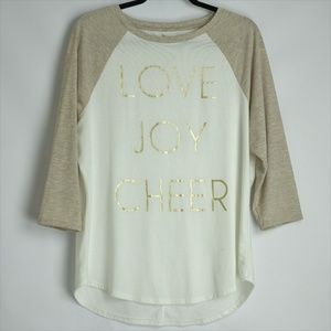 State of Mine 3/4 Sleeve "Love Joy Cheer" Tee Sz L